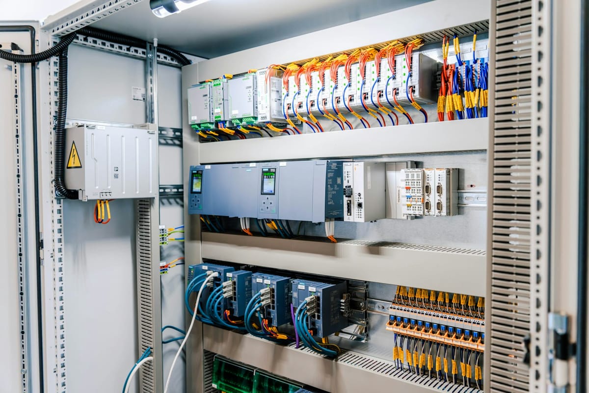 Schalt- und Steuerungstechnik in einem Industrieschaltschrank